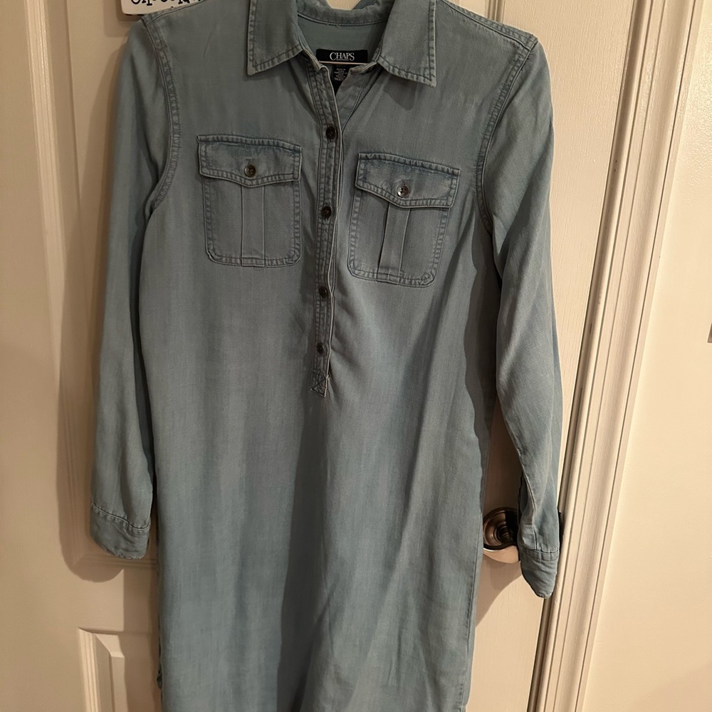 Chaps Light Blue Denim Shirt Dress NWT Small